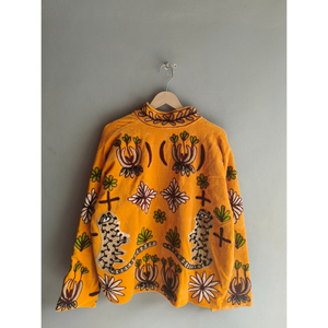 เสื้อแจ็คเก็ตผ้าฝ้ายสีเหลืองปักลายสัตว์ คอตั้ง แขนยาว ปิดด้วยซิป เสื้อคลุมผู้หญิงสำหรับฤดูใบไม้ผลิ ของขวัญ - Product Image 6