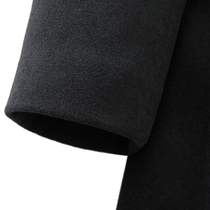 <b>Men's</b> Woolen <b>Long</b> <b>Coat</b> Formal Winter Jacket Single Breasted Turn-down Collar Solid <b>Black</b> Thick Outerwear Satin Lining - Product Image 3