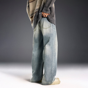 Jean en denim 100 % coton pour homme, style Y2K, coupe ample, vintage, écologique, respirant, streetwear, haute qualité, design de créateur - Product Image 2