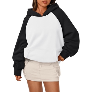 Sudadera con Capucha Oversize de Fibra de Bambú Tejida para Mujer, Manga Larga, Blanca y Negra, Transpirable, para Otoño - Product Image 1