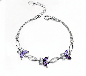 Romantic 925 Silver Natural <b>purple</b> Amethyst and Moissanite Charm Bracelet with Channel Setting for Women's Wear Gift - Product Image 5