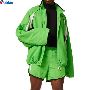 Comfortable Custom Logo Nylon Outdoor Sport Waterproof Blank Custom Men Windbreaker Short Tracksuit Set Zip up Jacket Nylon Sets - Product Image 4