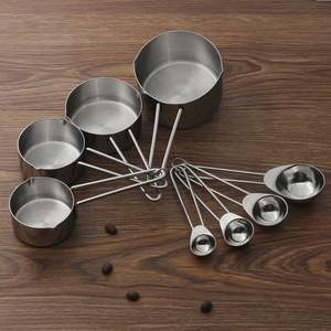 Ensemble de tasses et cuillères doseuses en acier inoxydable de qualité supérieure, outils de cuisine en métal durables pour la pâtisserie, la cuisine et la préparation des repas - Product Image 1