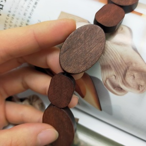 Wooden Beaded String Oval Shape Decorative <b>Stand</b> Antique Style 7 Inches for Home Decoration - Product Image 1