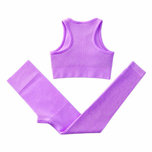 Conjunto de Yoga para Mujer, de Moda, Ligero, de Secado Rápido, Diseño Sólido, Logotipo Personalizado, Transpirable, Cintura Elástica, Ropa Deportiva - Product Image 5