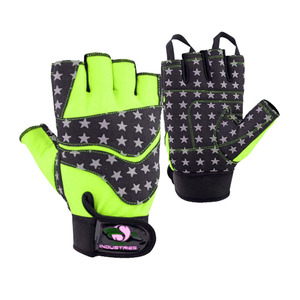 SAAR Industries Half <b>Finger</b> Gym Gloves Blue Black Star Pattern Adjustable Wrist <b>Strap</b> Weight Lifting Fitness Gear - Product Image 2