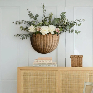 Woven Rattan Tissue <b>Box</b> Cover Cube Shape With Lid Minimalist Design <b>Storage</b> <b>Bin</b> - Product Image 5
