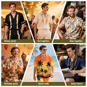 Men Casual <b>Set</b> Tropical Print Short Sleeve Shirt Beach Shorts Matching Holiday Summer Colorful Lightweight top mens <b>twin</b> <b>set</b> - Product Image 2