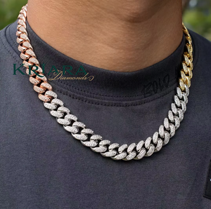 Mens' and Women's Moissanite <b>Statement</b> <b>Necklace</b> Round Brilliant Cut Design S925 Silver Luxury Jewelry - Product Image 3
