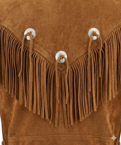 New Design Men's Western Cowboy Fringe Motorcycle Handmade Tan <b>Brown</b> Suede <b>Leather</b> <b>Jacket</b> Wholesale Manufacturer - Product Image 4