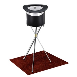 Modern Black Stainless Steel Ice <b>Bucket</b> with Glass <b>Lid</b> and Tripod Stand - Product Image 1
