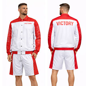 Custom Mens 2 Piece Tracksuit Set Coach Jacket Shorts Sportswear Custom Logo Casual <b>Athletic</b> Outfit Windbreaker Suit for Men - Product Image 4