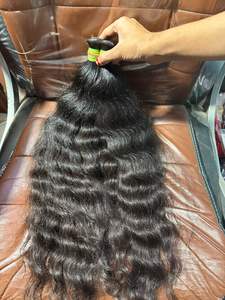 Extensions de cheveux naturels bruts d'Inde du Sud, provenant d'un seul donneur, ondulation légère, cuticules alignées, 24 pouces, double trame machine. - Product Image 6