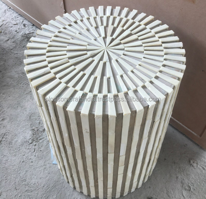 Handmade Luxury Eco-Friendly Bone Inlay Art Deco/Modern Design Customizable Stool Bedside Table Wooden Furniture Living Room · image 3
