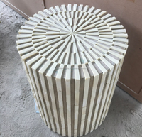 Tabouret de chevet en bois fait main de luxe, écologique, avec incrustations d'os, design Art déco/moderne, personnalisable, pour salon