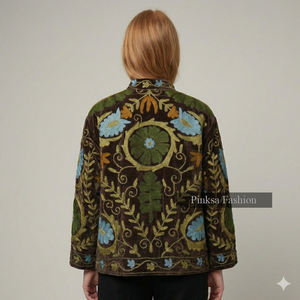 Wholesale Custom Womens Ethnic Floral Embroidered <b>Winter</b> Cotton Padded Short <b>Coats</b> Traditional Artisan Inspired Outerwear - Product Image 6