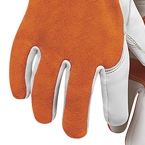 Leather Safety <b>Gloves</b> Orange White <b>Thermal</b> Protection Outdoor Winter Use Wrist Length Plain Style Unlined - Product Image 6