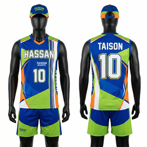 Uniforme de Voleibol para Hombre, 180 GSM, Poliéster Premium Interlock, Panel Rosa, Azul Marino y Dorado, Logotipo Personalizado por Sublimación - Product Image 2