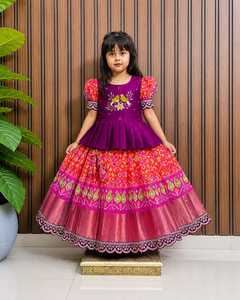 Conjunto de Lehenga para niñas con estampado de bloques, dupatta bordada, blusa de lunares, atuendo tradicional indio, ropa para festivales, ropa infantil. - Product Image 2