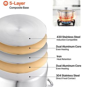 หม้อซุปอเนกประสงค์ขนาด 8 ควอร์ต พร้อมฝาแก้วสำหรับซุป/สตูว์ - Product Image 6