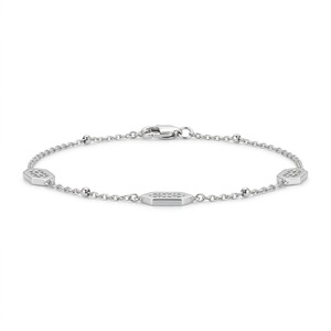 Gold Plated Minimalist <b>Bracelet</b> with Freshwater Pearl Asscher Cut Diamonds Hexagon Links & Chain Design for Everyday Wear - Product Image 1