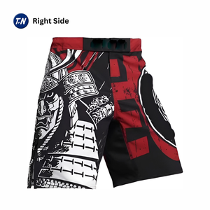 Short MMA BJJ Jiu Jitsu pour homme adulte, imprimé par transfert thermique, polyester avec logo avant/arrière, design ergonomique, Légende du samouraï - Product Image 3