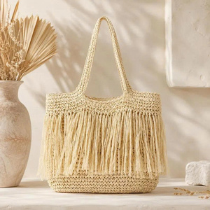 กระเป๋าชายหาดผ้าฝ้ายแบบเปิดสองหูหิ้ว รุ่นราฟเฟีย - Product Image 1