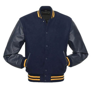 Veste de baseball personnalisée pour homme, style varsity, corps en laine, manches en cuir véritable, veste bomber universitaire avec logo brodé - Product Image 1