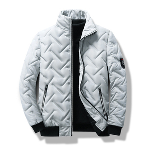 Chaqueta Acolchada Negra con Textura Geométrica Personalizada para Hombre, Cuello Alto, Abrigo de Invierno Cálido, Parka Delgada, Ropa Exterior, Fabricante Mayorista - Product Image 5
