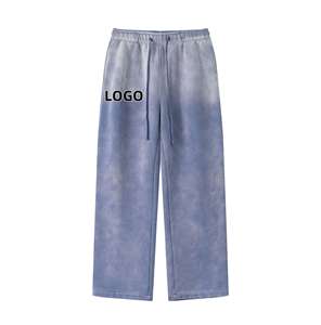 Men's Fleece Sweatpants Elastic Waist <b>Drawstring</b> Casual Loose Fit Left Leg Logo Autumn Wear - Product Image 4