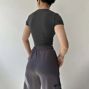 Sudadera corta con capucha y mangas recortadas para mujer, top de otoño fino con capucha para adolescentes, top corto para mujer - Product Image 2