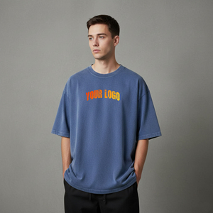 เสื้อยืดผู้ชายคุณภาพสูง 240 GSM ผ้าฝ้าย 100% ทรงโอเวอร์ไซส์ ล้างสีแบบแอซิดวอช  ถักทอพิเศษ  โลโก้สั่งทำได้  ล้างสีแบบสโตนวอช  ทรงวินเทจ  เป็นมิตรต่อสิ่งแวดล้อม - Product Image 3