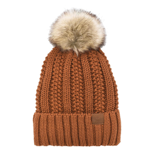 Gorro de Punto Rojo con Pompón de Piel, Unisex, para Invierno, Estilo Casual para Exteriores, Talla Adulto 56-58CM - Product Image 6