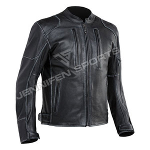 Veste en cuir de vachette véritable pour homme, style motard, noire, fabriquée par des fabricants de vestes en cuir pour moto. - Product Image 2