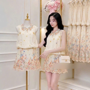 ชุดเซ็ตสองชิ้นสำหรับฤดูร้อน ผู้หญิง สไตล์ลำลอง ผ้าฝ้ายเนื้อนุ่ม ใส่สบาย ตกแต่งแบบเรียบง่าย แฟชั่น ซักได้ - Product Image 2