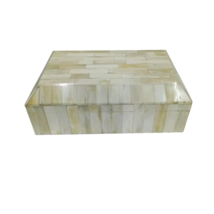 Boîte à bijoux artisanale en os blanc incrusté |   Organisateur de rangement en bois de luxe pour bagues, colliers, boucles d'oreilles, coffret cadeau souvenir, décoration - Product Image 3