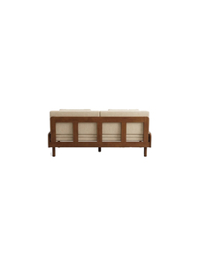 Sofá Cama Minimalista con Estructura de Madera Maciza y Cojín de Tela, Diseño Convertible sin Brazos, 2 Plazas, Estilo Moderno de Mediados de Siglo - Product Image 6