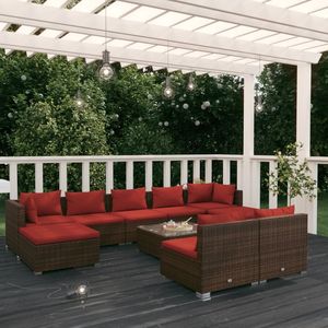 Set Lounge da Giardino in Rattan Marrone per 6 Persone, Arredamento da Esterno Resistente alle Intemperie, Design Contemporaneo - Product Image 3