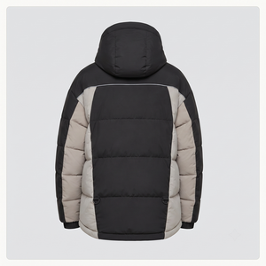 Veste matelassée à capuche pour homme, coupe-vent, épaisse, en polyester, avec blocs de couleur, fermeture éclair, coupe droite, pour l'hiver - Product Image 3