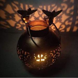 Portavelas Esférico con Dos Pájaros para Decoración de Diwali y Festividades, Portavelas Metálico con Pájaros para Decoración del Hogar en Diwali - Product Image 3