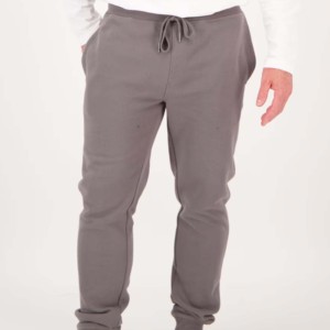 Pantalon de jogging décontracté pour homme Falcon Enterprises en coton gris côtelé respirant avec taille élastique et cordon de serrage, poches latérales - Product Image 1