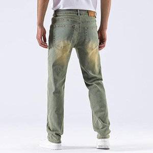 Best Quality Unwashed Slim Fit High Street Button Fly Men's <b>Jeans</b> Hot Selling <b>Elastic</b> Mid-<b>Waist</b> Denim Pants Plus Size Knitted - Product Image 5