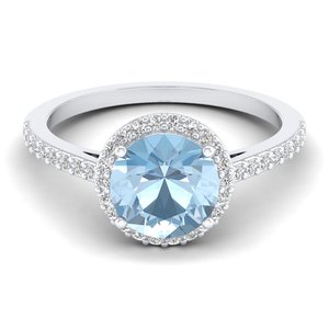REYES <b>Statement</b> 925 Sterling <b>Silver</b> GRA Certified Moissanite Birthstone <b>Ring</b> For Women Round Cut 1.75Ct Aquamarine Gemstone <b>Ring</b> - Product Image 5