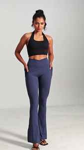 Pantalons de yoga pour femmes à taille haute et longueur cheville |   Fabricant OEM de vêtements de sport respirants extensibles dans quatre directions en Spandex/Polyester - Product Image 5