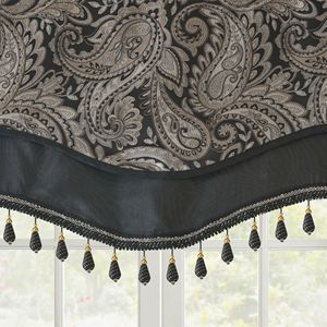 Asta finestra Jacquard Pocket mantovana con perline nere 50x18 "eleganti tende e mantovane - Product Image 4