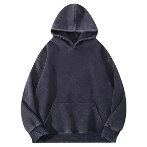 Sudadera con capucha y cremallera para hombre, con lavado ácido personalizado, efecto desgastado y pintado a mano, de alta calidad, oversize, estilo urbano, al por mayor - Product Image 3