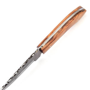 Cuchillo de Acero de Damasco con Hoja de Punta Caída y Mango de Madera, Cuchillo de Caza con Borde Biselado de 0.6mm de Grosor, Cuchillos de Grado DIY - Product Image 3