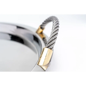 Bandeja Náutica Plateada Contemporánea con Asas de Cable Metálico, Elegante Plato Circular de Metal, Bandeja Decorativa Moderna para Bar y Hotel - Product Image 2