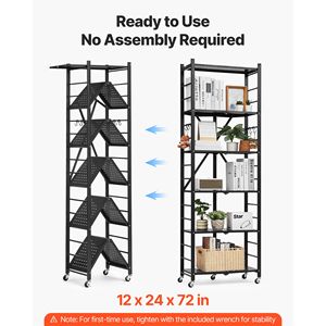 Scaffale Pieghevole a 6 Ripiani per Garage 24L X 12P X 72H Pollici, Scaffalatura Metallica con Ruote - Product Image 4