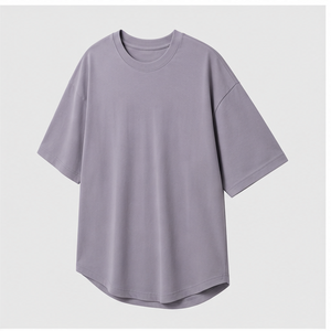 Custom Lavender Grey Bamboo Cotton <b>Curved</b> <b>Hem</b> <b>Mens</b> Oversized Short Sleeve <b>T</b>-<b>Shirt</b> MTS-OVR-0042 - Product Image 3